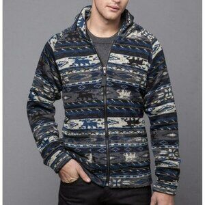 Zac Aztec Zip Up Shawl Collar Sweater Men’s L Blue Black NWT $105